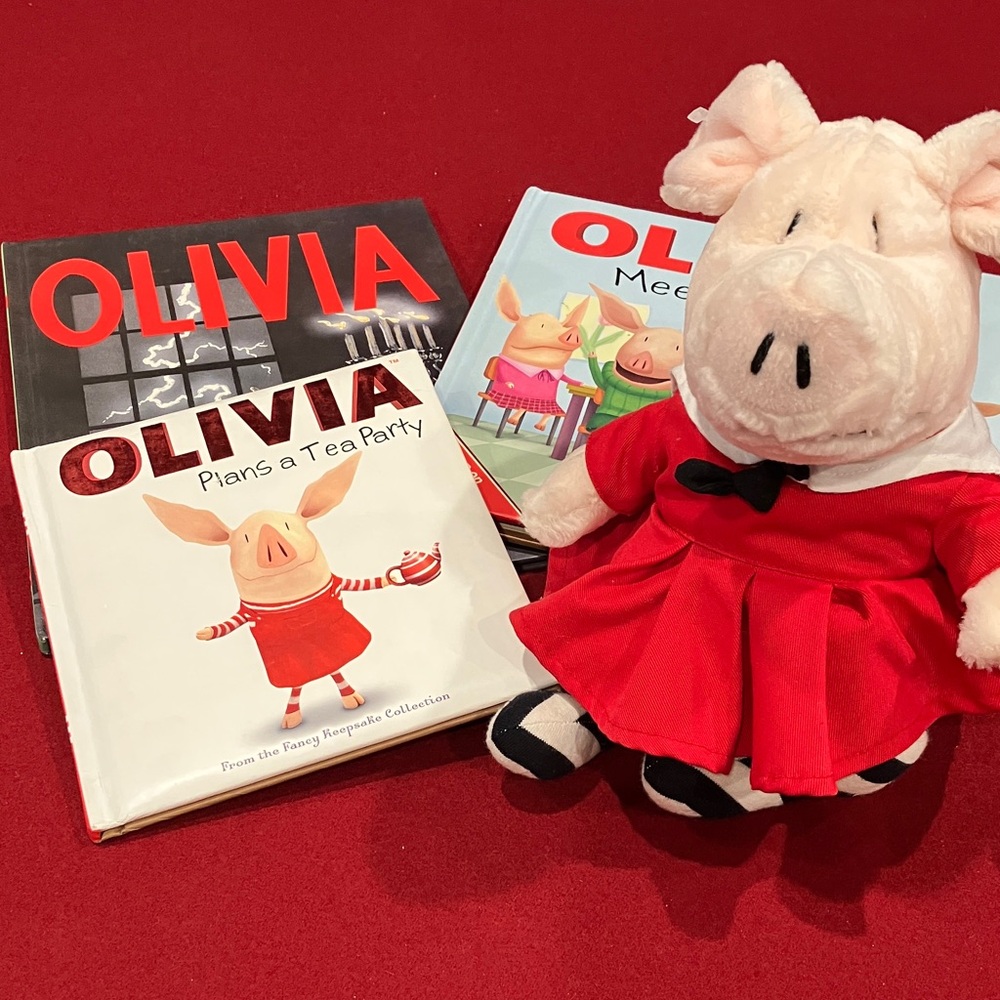 Olivia Plush Toy with Storybook Collection - Red Dress